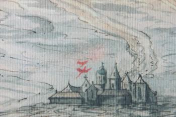Pohled na Schönstein na mapě z roku 1629 (Kol. autorů: Encyklopedie českých tvrzí, III. díl. Originál se nachází v Národním archivu ČR)