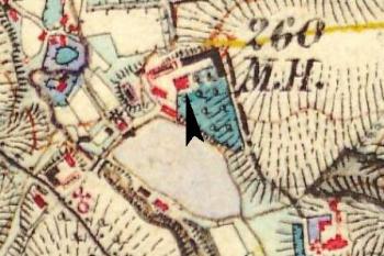 zámek na mapě 3. vojenského mapování ( © Laboratoř geoinformatiky a Ministerstvo životního prostředí ČR)