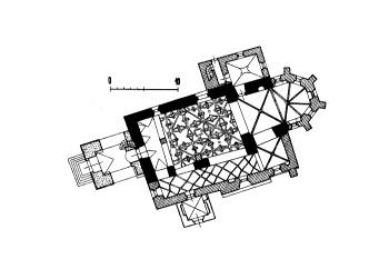 půdorys kostela ( © kol.: Umělecké památky Čech, část 4. [T/Ž], Academia, Praha 1982)