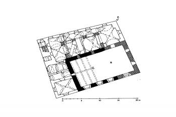plán přízemí ( © Jiří Slavík, Ladislav Svoboda, 1995 (in J. Úlovec: Ohrožené hrady, zámky a tvrze Čech, 2. díl [N-Ž], Libri, Praha 2005))