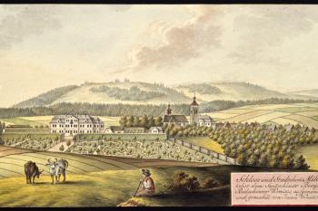 Zámek na obr. I.A.Venuta z r. 1817 (© Ing. Karel Kubín, 09/2017)