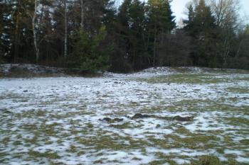 Přerušení valu hlavní akropole na západní straně. Patrně původní brána do akropole. (© Miloš Gracias, 01/2013)