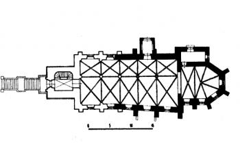 půdorys kostela (© kol.: Umělecké památky Čech, část 3. [P/Š], Academia, Praha 1980)