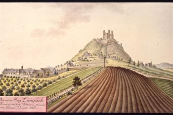 Hrad a zámek na obr. I.A.Venuta z roku 1811 (© Ing. Karel Kubín, 09/2017)