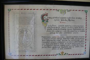 popis Krčínova náhrobku (© Alena Volná, 4/2007)