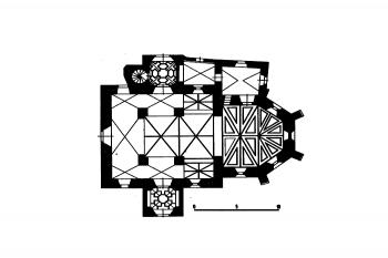 půdorys kostela ( © kol.: Umělecké památky Čech, část 3. [P/Š], Academia, Praha 1980)