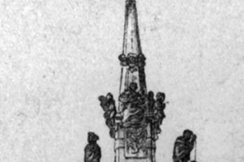 sloup na pohlednici z r. 1899 ( © Aleš Novák: Neratovice a okolí na starých pohlednicích, Baron, Hostivice 2007)