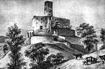 litografie - pohled od jihozápadu ( © J.N.Głowacki, 1830)