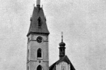 pohled od východu před regotizací ( © Josef Soukup: Soupis památek historických a uměleckých v Království Českém, sv. 33 Politický okres písecký, Archaelogická komise při České akademii císaře Františka Josefa pro vědy, slovesnost a umění, Praha 1910)