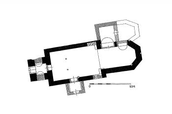 půdorys kostela ( © J. Varhaník, 1997 (in Jiři Varhaník, Jindřich Knoll: Kostel sv. Jiljí v Heřimani, Průzkumy památek 1997/I, Památkový ústav Středních Čech v Praze, Praha 1997))