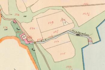 mlýn na mapě z r. 1834. (© https://archivnimapy.cuzk.cz)
