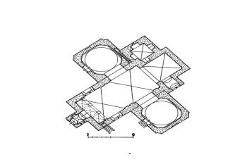 půdorys kostela ( © kol.: Umělecké památky Čech, část 4. [T/Ž], Academia, Praha 1982)