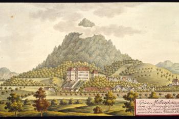 Zámek na obr. I.A.Venuta z r. 1818 (© Ing. Karel Kubín, 09/2017)