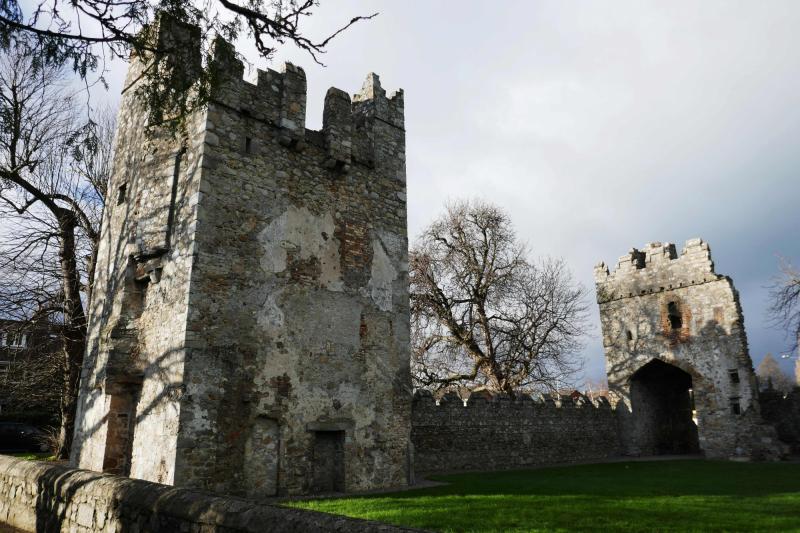 Věžový dům Monkstown ve stejnojmenném předměstí Dublinu. Napravo je branská věž.